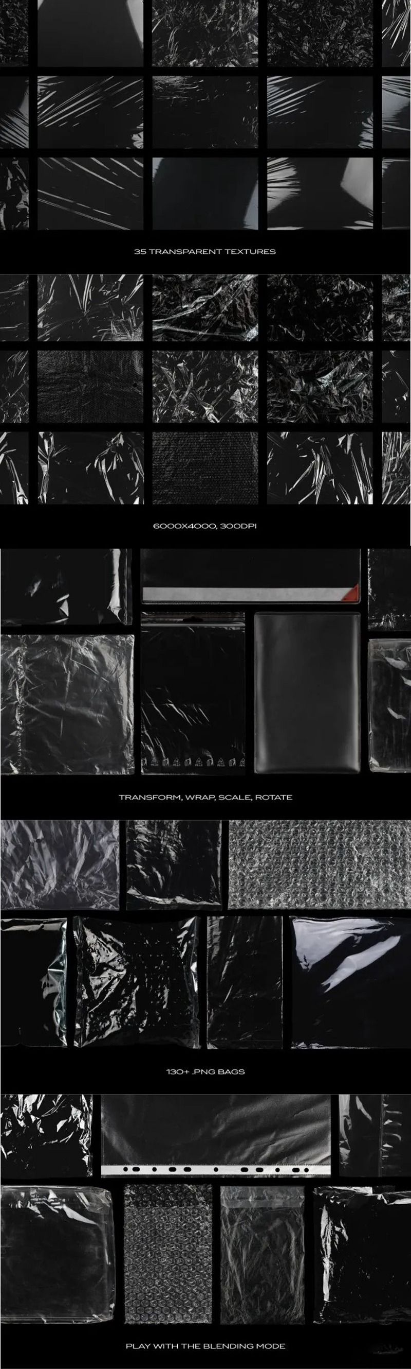 透明塑料薄膜叠层褶皱质感亮膜免扣PNG素材 图片素材 sucaiwan.com