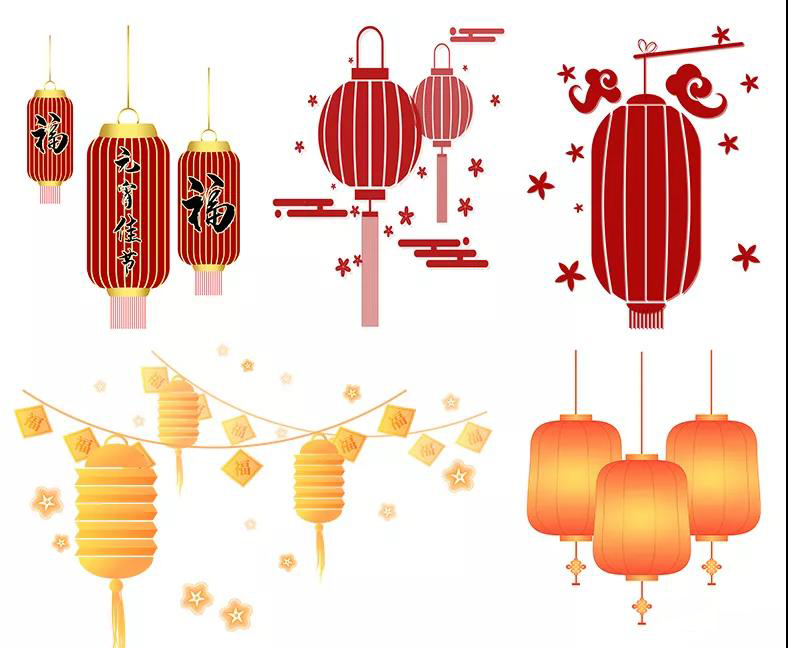 春节PS中国风手绘卡通元素传统复古红灯笼装饰PNG免扣素材 图片素材 sucaiwan.com