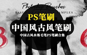 200款聚光灯光中国古风水墨毛笔PS笔刷合集