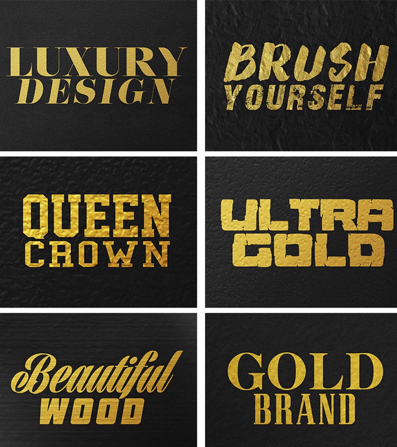 土豪金金箔锡纸质感黄金特效字体PSD模板 图片素材 sucaiwan.com