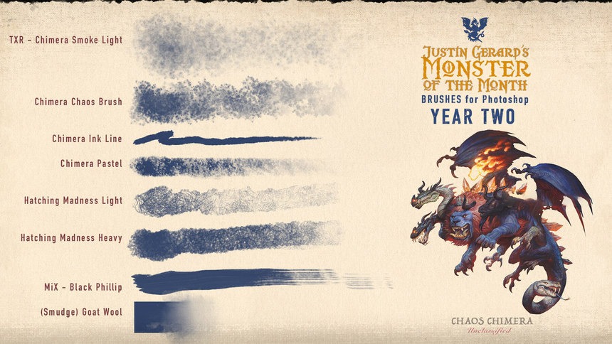 ps笔刷-铅笔水彩油彩CG怪兽怪物插画ps笔刷素材 笔刷资源 sucaiwan.com