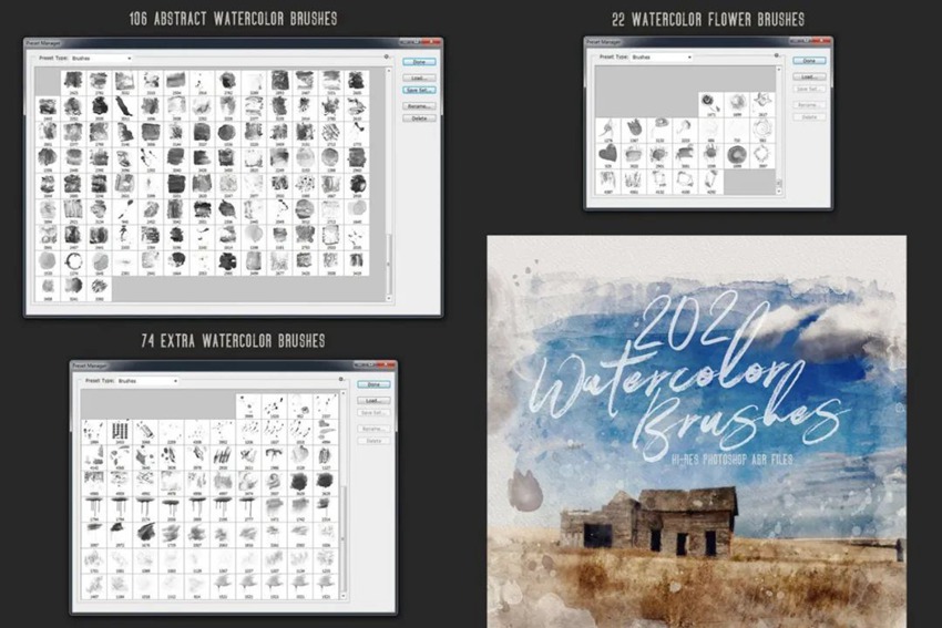 PS笔刷-抽象和花卉水彩笔刷合集下载 笔刷资源 sucaiwan.com