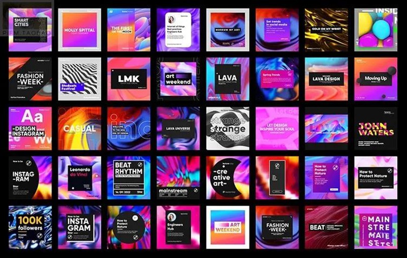 121款PS抽象渐变全息海报PSD模板 图片素材 sucaiwan.com