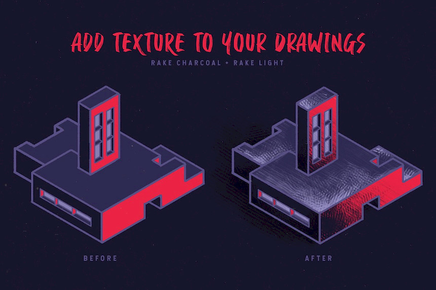 Procreate笔刷-垃圾摇滚风格立体耙子纹理笔刷素材下载 笔刷资源 sucaiwan.com