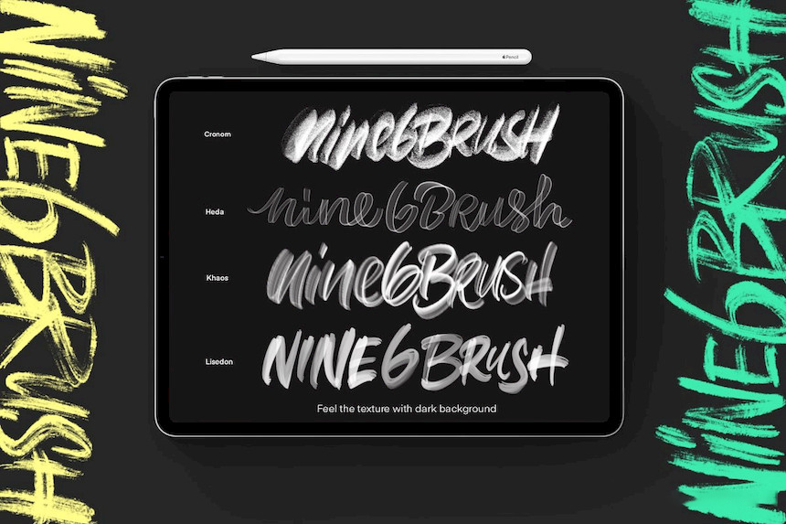Procreate笔刷-艺术字体画笔笔刷素材资源Nine6brush v2 笔刷资源 sucaiwan.com