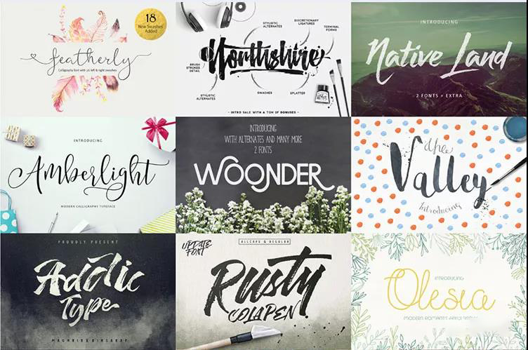 精美创意复古飘逸潦草手写草书英文字体安装包合集 设计素材 sucaiwan.com