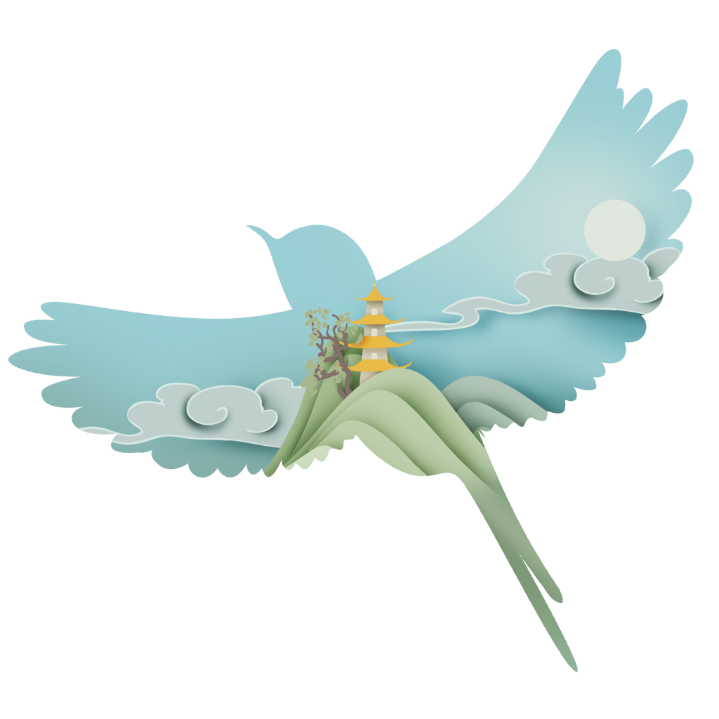 中国风复古烟青色清新山水剪纸元素景色PNG免扣素材 图片素材 sucaiwan.com