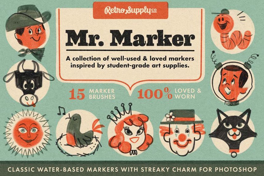 PS笔刷-水性马克笔Photoshop笔刷素材资源 笔刷资源 sucaiwan.com