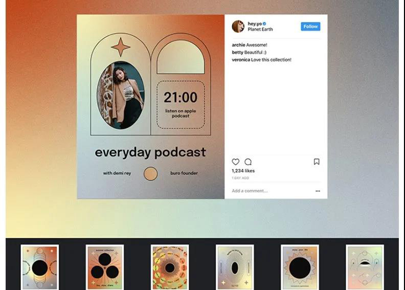 潮流全息炫酷渐变几何背景品牌推广新媒体海报背景ps设计模板 图片素材 sucaiwan.com