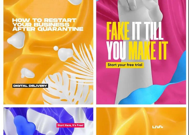 潮流抽象摇滚嘻哈图片手势艺术酸性海报背景PSD设计模板 图片素材 sucaiwan.com