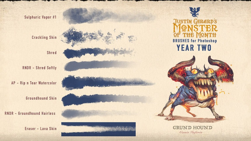 ps笔刷-铅笔水彩油彩CG怪兽怪物插画ps笔刷素材 笔刷资源 sucaiwan.com