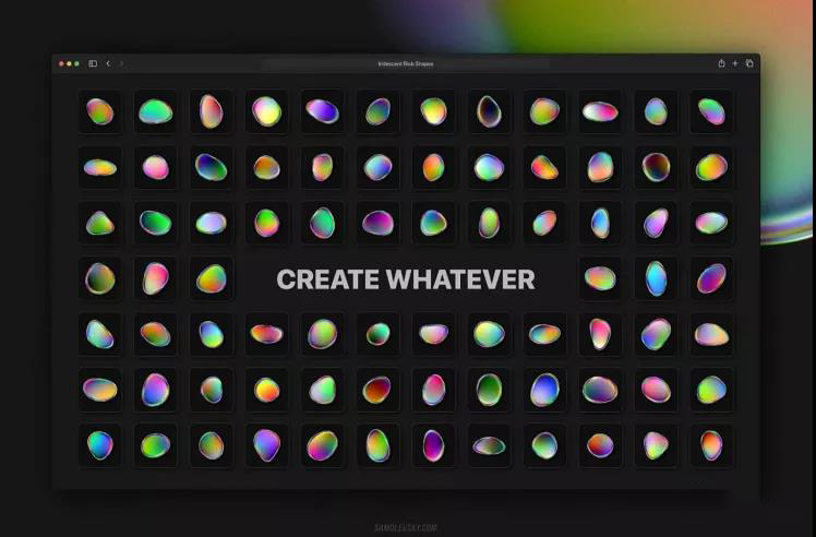 90款彩虹渐变金属镭射气泡PNG图片 图片素材 sucaiwan.com