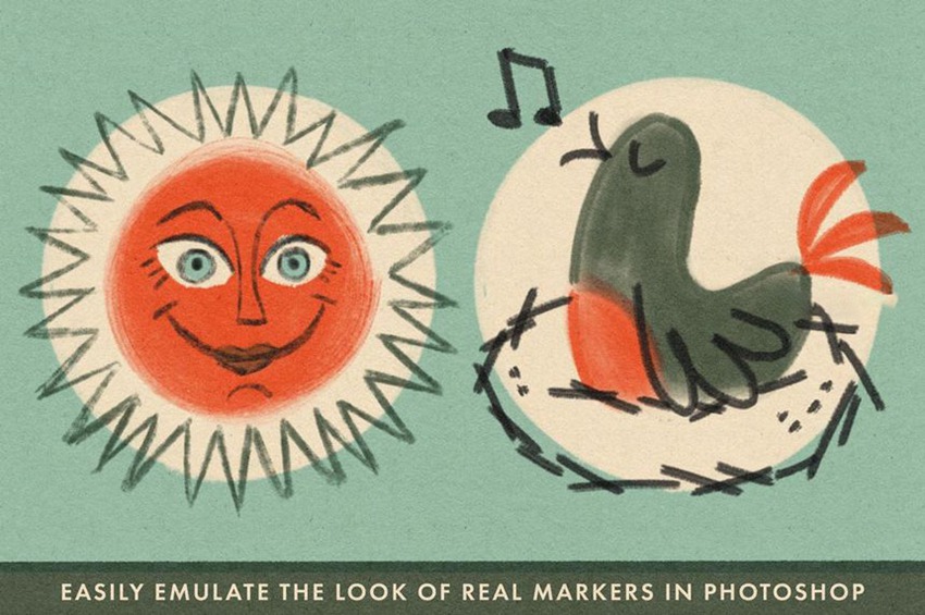 PS笔刷-水性马克笔Photoshop笔刷素材资源 笔刷资源 sucaiwan.com