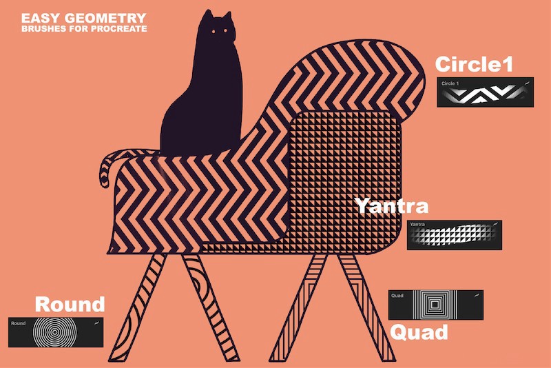 Procreate笔刷-几何抽象纹理填充笔刷素材下载 笔刷资源 sucaiwan.com