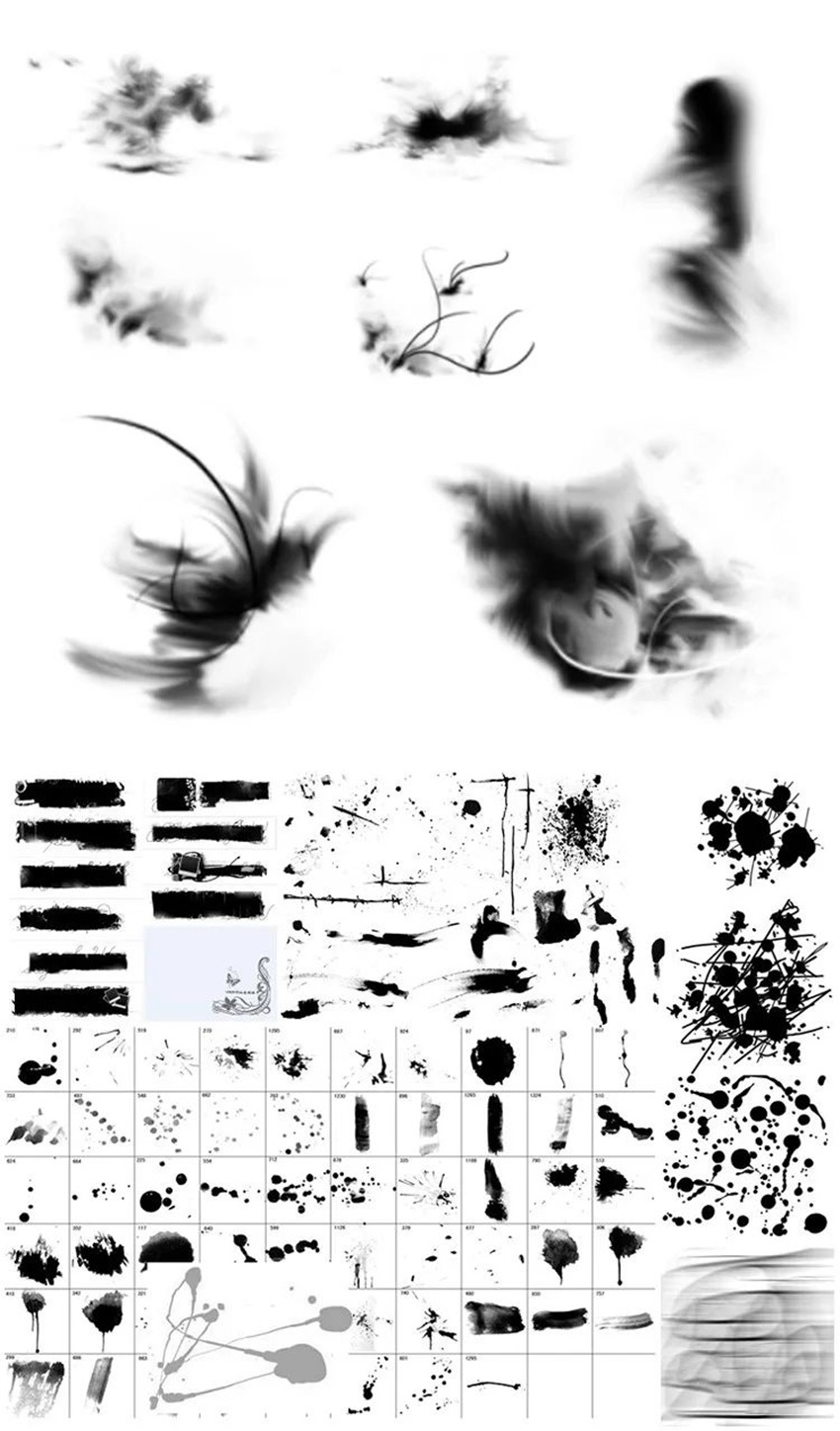 PS笔刷手绘抽象书法毛笔水墨素材包 笔刷资源 sucaiwan.com