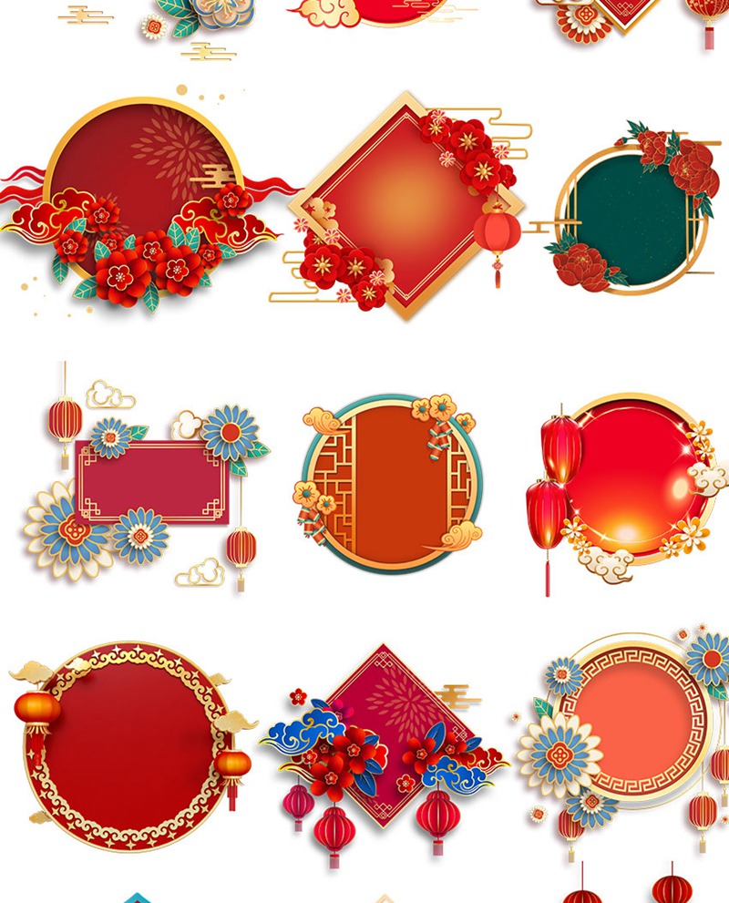 花朵剪纸立体边框图案装饰元素png素材 图片素材 sucaiwan.com