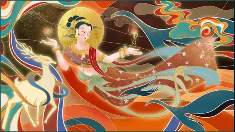 122款敦煌插画PSD源文件 图片素材 sucaiwan.com