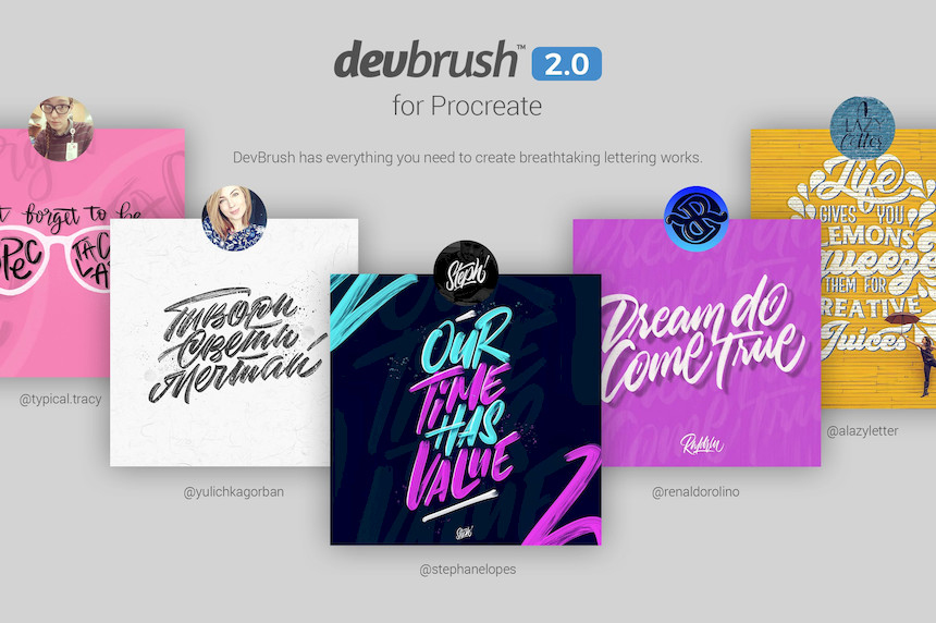 Procreate笔刷-DevBrush2.0手写艺术字体笔刷素材 笔刷资源 sucaiwan.com