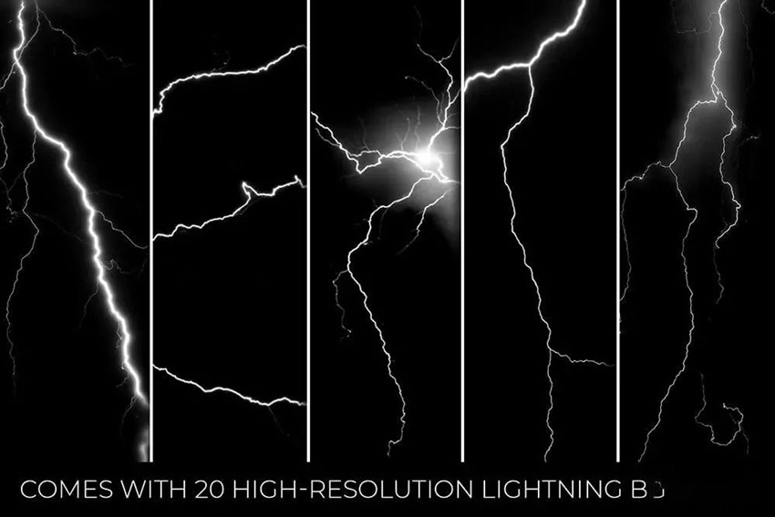 PS笔刷-逼真的闪电效果PS笔刷资源下载素材 笔刷资源 sucaiwan.com