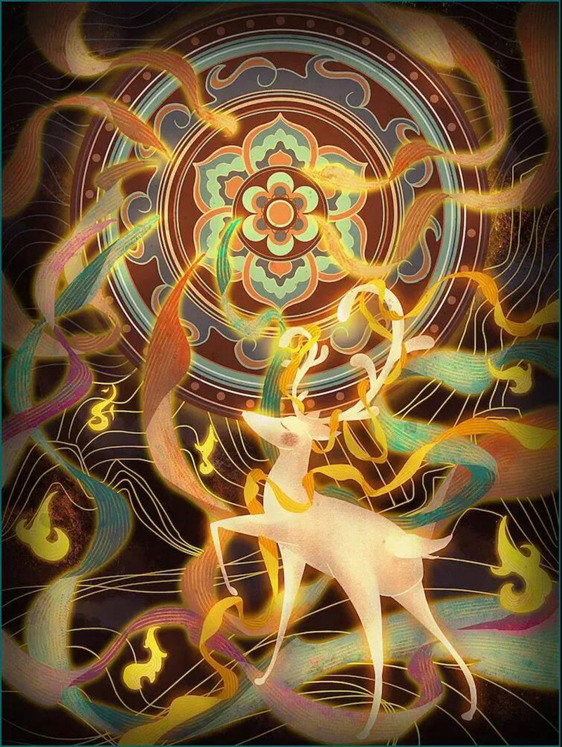 122款敦煌插画PSD源文件 图片素材 sucaiwan.com