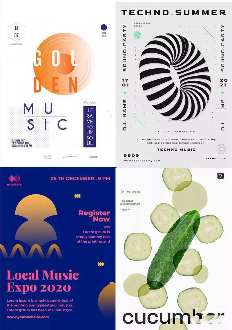 超设计感37款极简版式海报模板合集 图片素材 sucaiwan.com