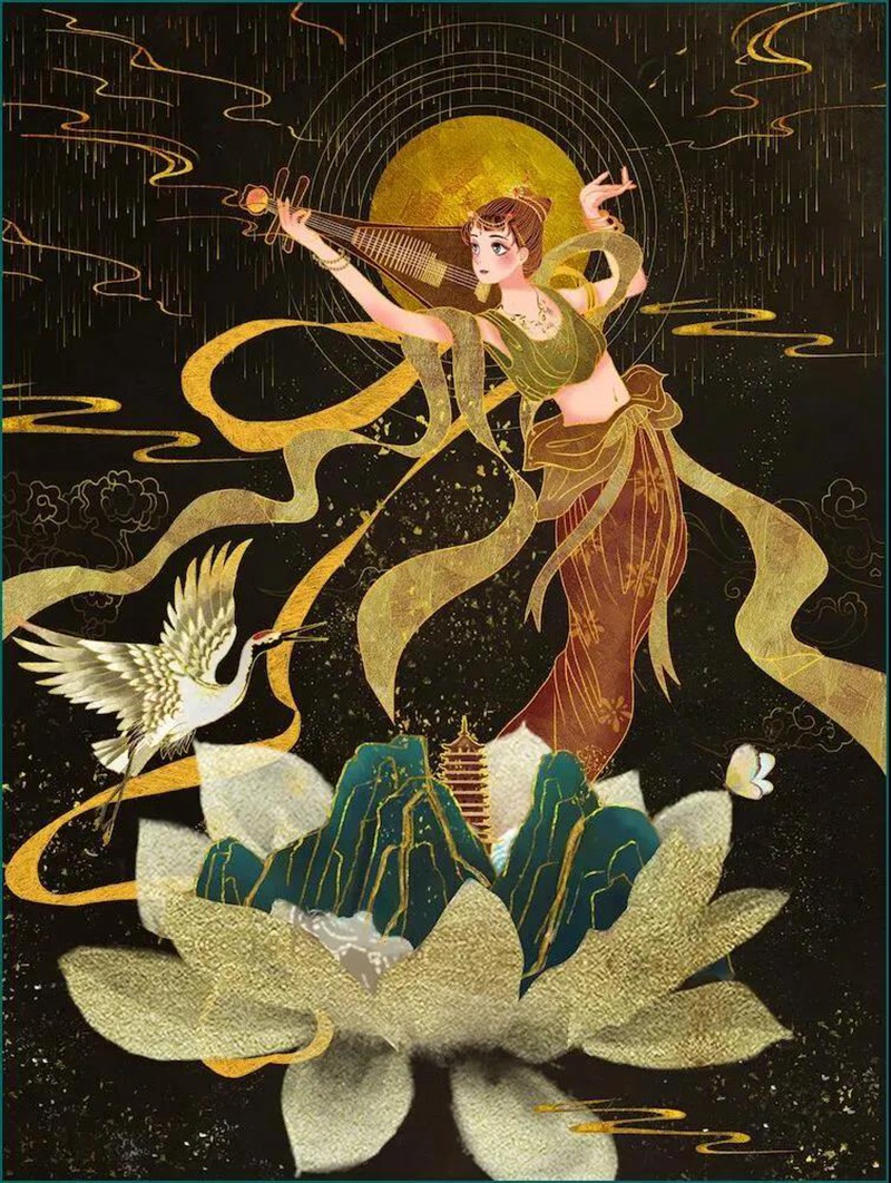 122款敦煌插画PSD源文件 图片素材 sucaiwan.com