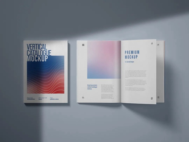 高端精装书籍杂志画册封面PSD样机 图片素材 sucaiwan.com