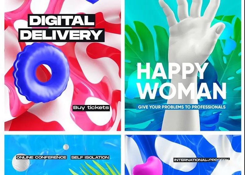 潮流抽象摇滚嘻哈图片手势艺术酸性海报背景PSD设计模板 图片素材 sucaiwan.com