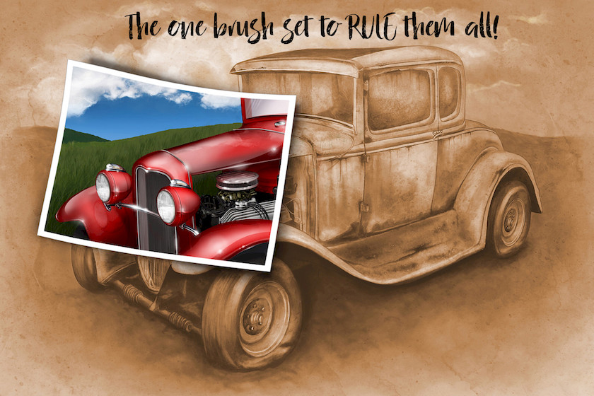 Procreate笔刷-铅笔丙烯酸颜料粉笔风格大师插画笔刷素材资源 笔刷资源 sucaiwan.com