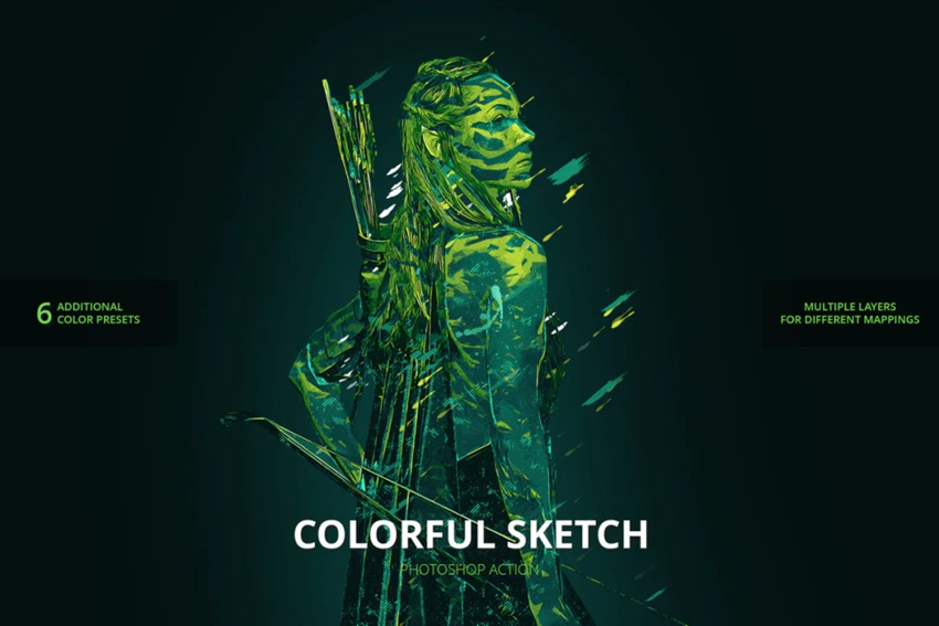 PS笔刷-彩色艺术素描绘画创作工具包[动作/笔刷/纹理] 笔刷资源 sucaiwan.com