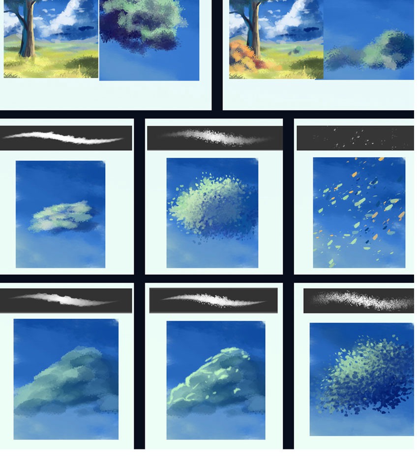 PS笔刷-卡通云彩，草地，树木笔刷绘画笔刷资源下载 笔刷资源 sucaiwan.com