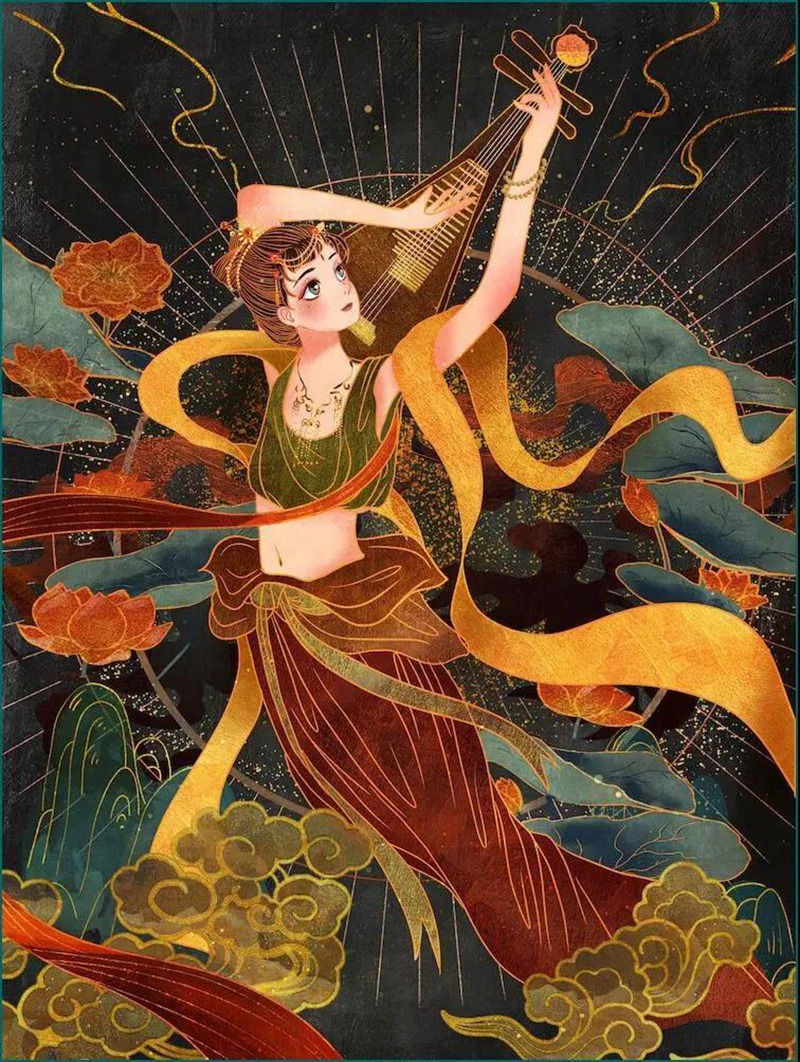 122款敦煌插画PSD源文件 图片素材 sucaiwan.com