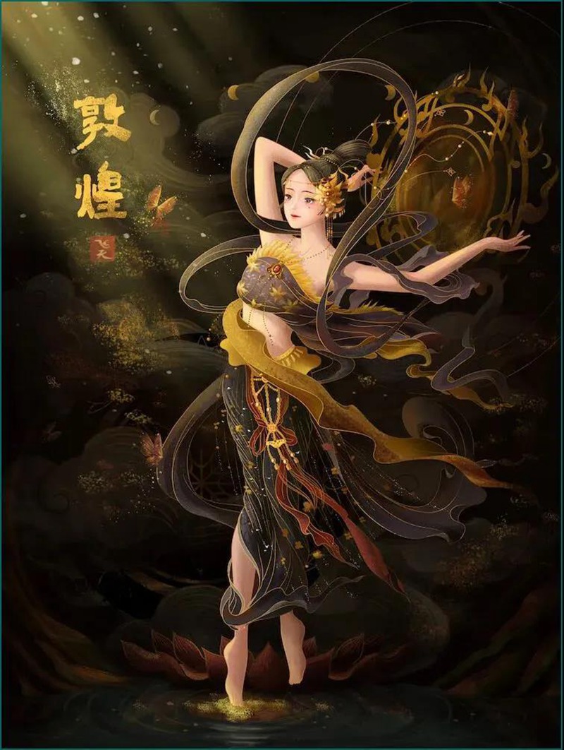 122款敦煌插画PSD源文件 图片素材 sucaiwan.com