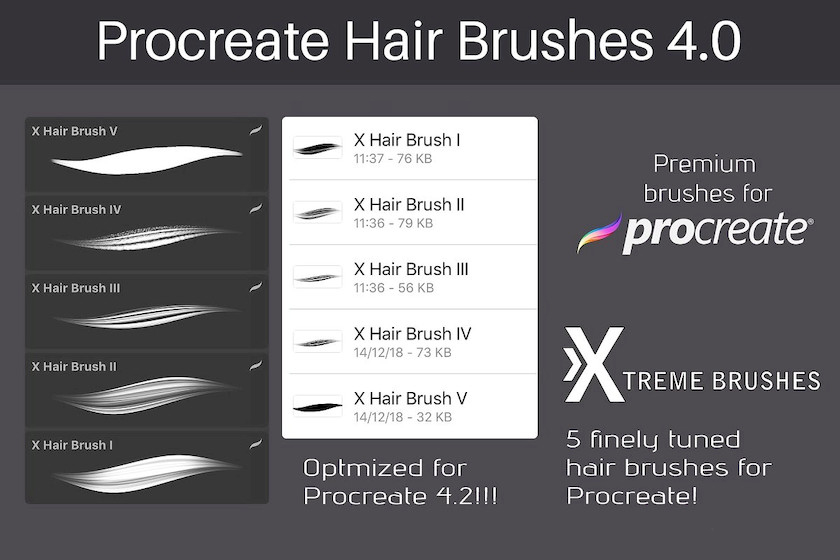 Procreate笔刷-动漫人物头发笔刷素材资源 笔刷资源 sucaiwan.com