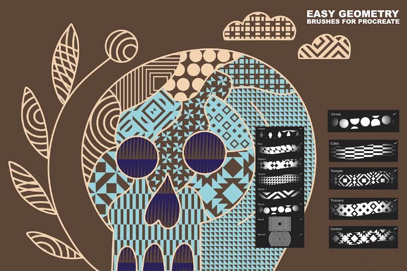 Procreate笔刷-几何抽象纹理填充笔刷素材下载 笔刷资源 sucaiwan.com