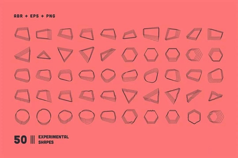 手绘几何图形Photoshop笔刷合集 笔刷资源 sucaiwan.com