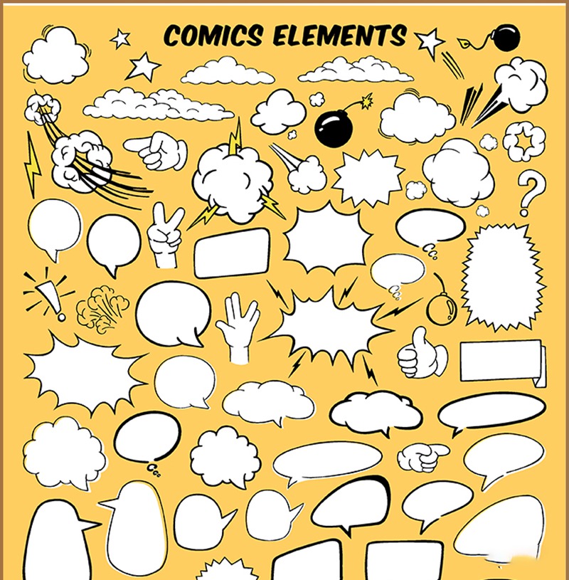 手绘卡通漫画对话框烟雾爆炸点PNG免扣AI矢量素材 图片素材 sucaiwan.com