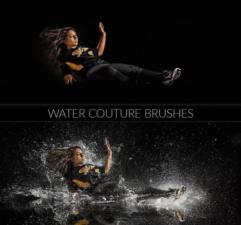 超炫酷爆炸式水花缠绕水滴水群飞溅特效PS笔刷(笔刷+PSD+教程) 笔刷资源 sucaiwan.com