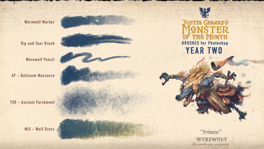 ps笔刷-铅笔水彩油彩CG怪兽怪物插画ps笔刷素材 笔刷资源 sucaiwan.com