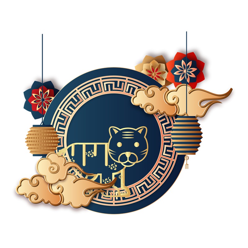 2022春节新年剪纸图案装饰元素png素材 图片素材 sucaiwan.com