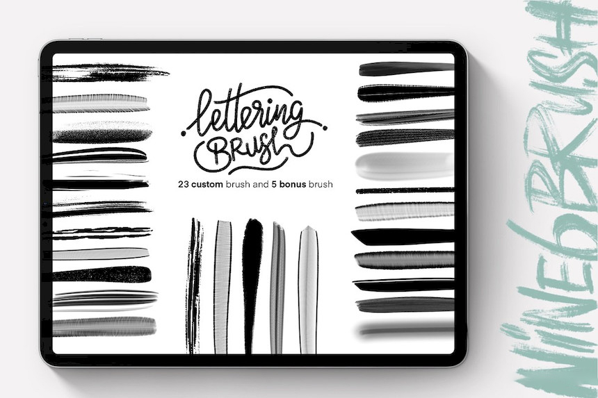 Procreate笔刷-艺术字体画笔笔刷素材资源Nine6brush v2 笔刷资源 sucaiwan.com