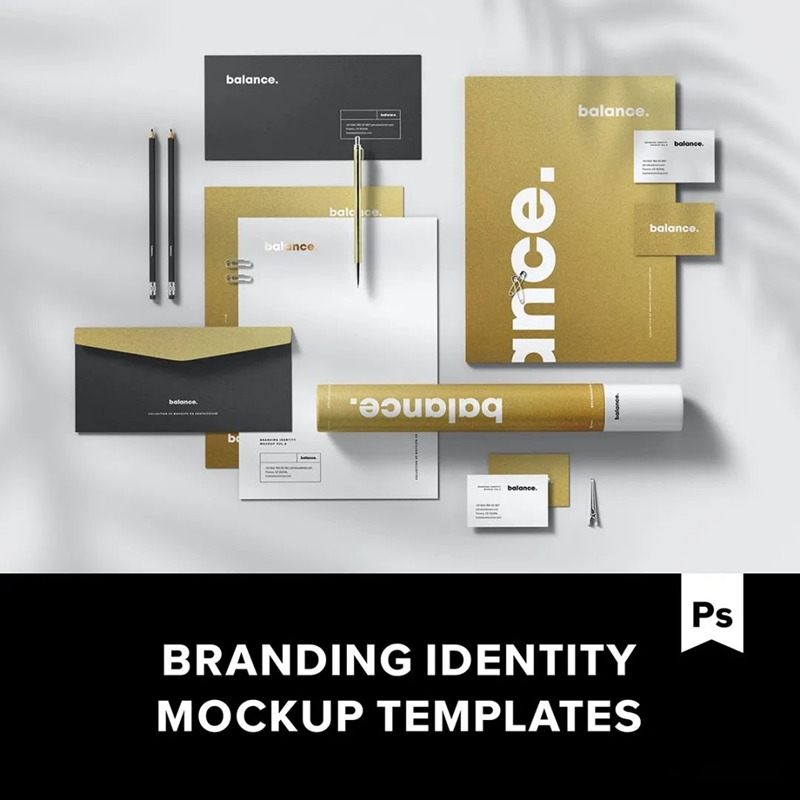 品牌企业形象VI设计办公文具PSD贴图样机 图片素材 sucaiwan.com