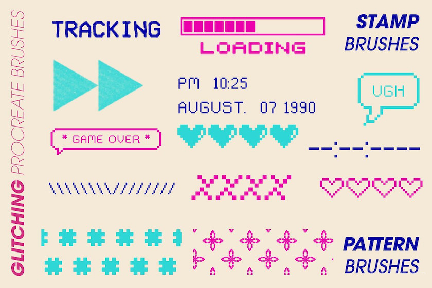 Procreate笔刷-复古故障画笔艺术笔刷素材资源 笔刷资源 第3张-素材湾丨精选海外优质设计素材资源 Procreate笔刷-复古故障画笔艺术笔刷素材资源 笔刷资源 sucaiwan.com