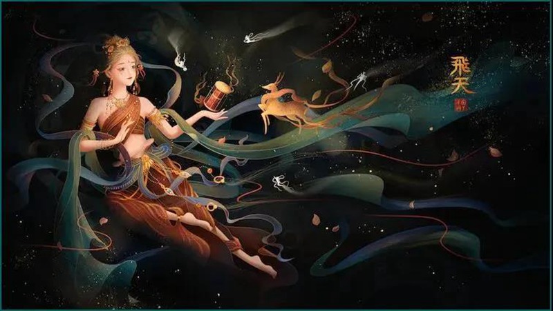 122款敦煌插画PSD源文件 图片素材 sucaiwan.com