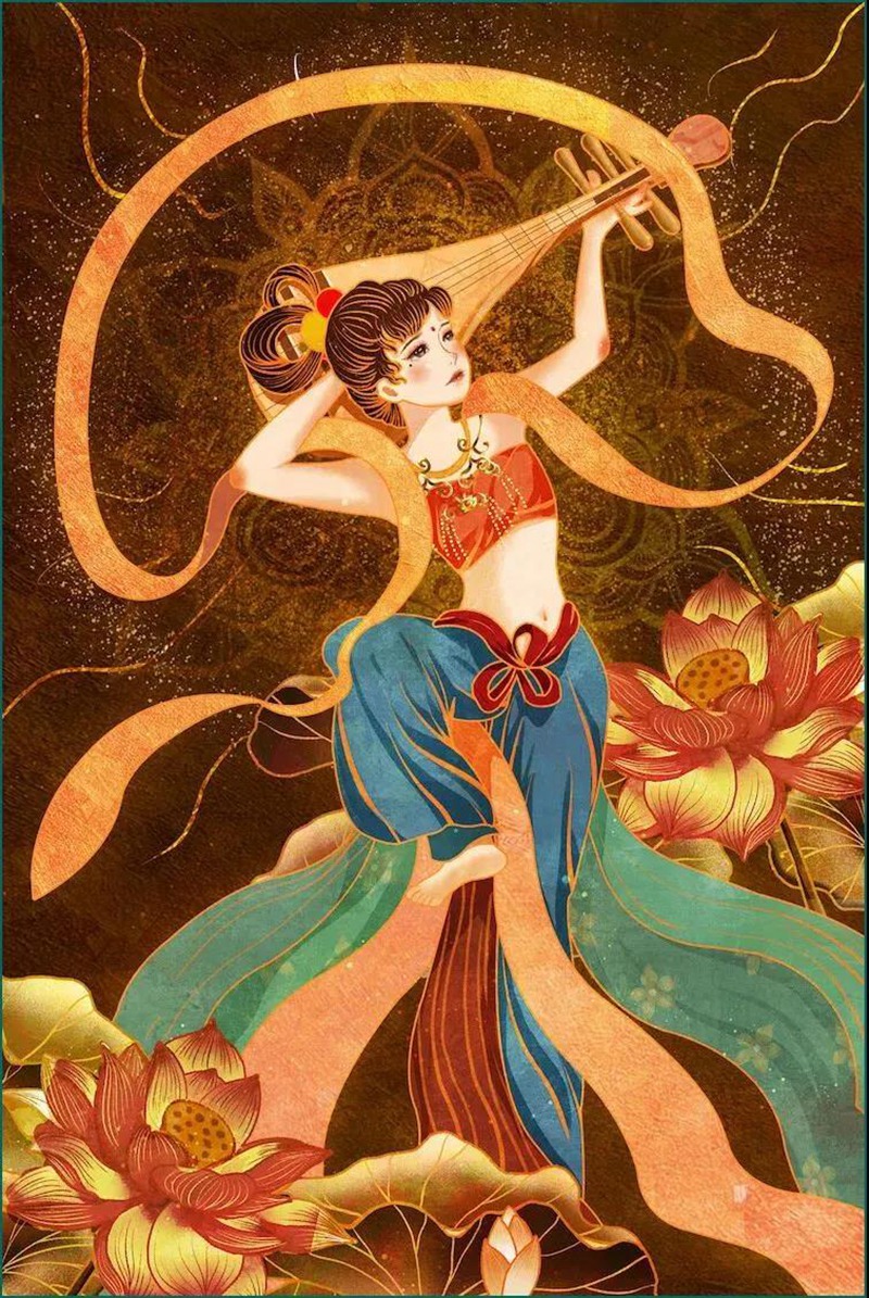 122款敦煌插画PSD源文件 图片素材 sucaiwan.com