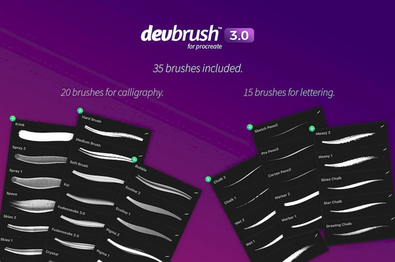 Procreate笔刷-DevBrush3.0手写艺术字体书法笔刷素材下载 笔刷资源 sucaiwan.com