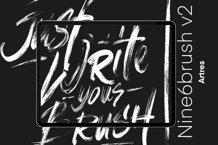 Procreate笔刷-艺术字体画笔笔刷素材资源Nine6brush v2 笔刷资源 sucaiwan.com