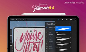 Procreate笔刷-手写书法墨水艺术字体笔刷素材下载