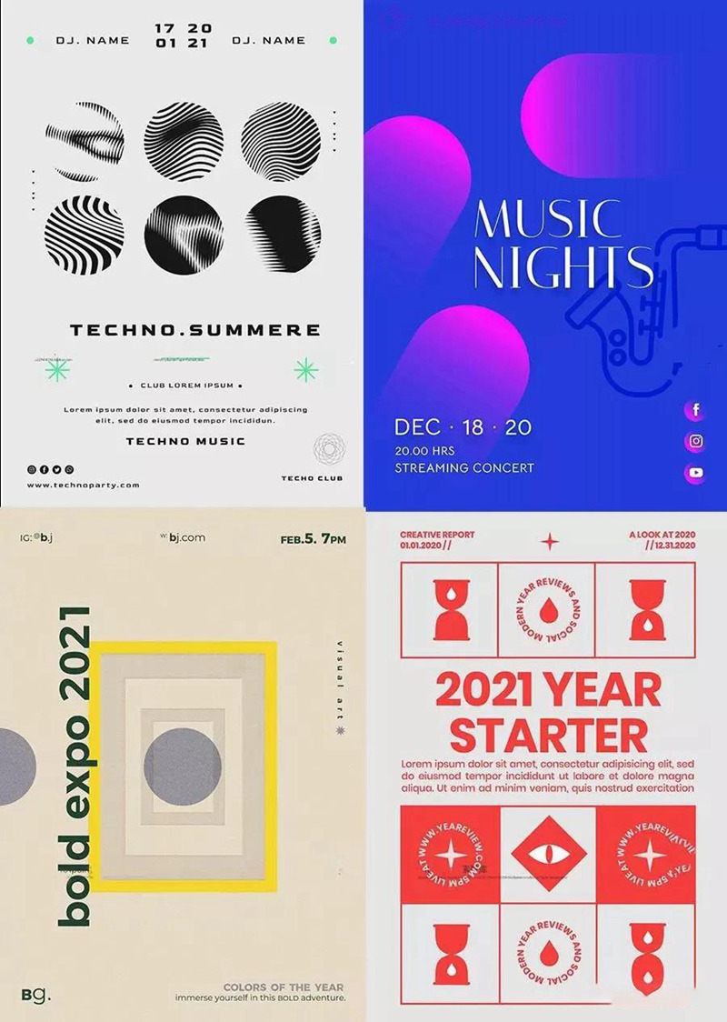 超设计感37款极简版式海报模板合集 图片素材 sucaiwan.com