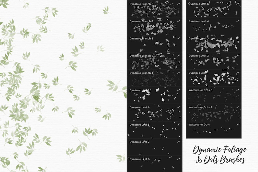 procreate笔刷-花朵叶子印章水彩笔刷素材资源 笔刷资源 sucaiwan.com